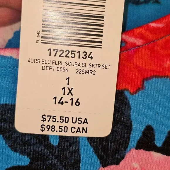 NWT Torrid Womens Blue Floral Mini Scuba Skater Skirt Set 1X - Picture 6 of 6